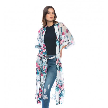 Sobretodo Tipo Kimono En Devore-BoutiqueLUNA- Jeans