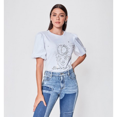 Camiseta Manga Bombacha Estampada-BoutiqueLUNA- Jeans