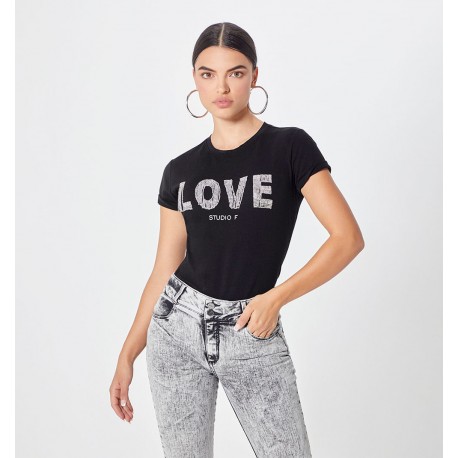 Camiseta Manga Corta Con Brillo-BoutiqueLUNA- Jeans